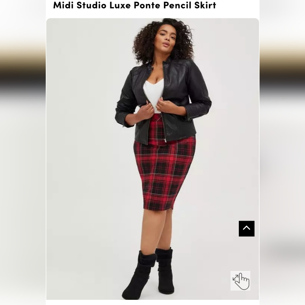 Torrid Red and Black Pencil Midi Skirt for Work